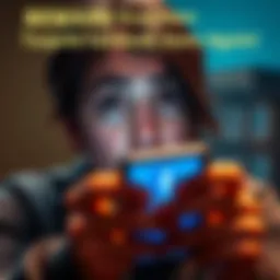 A worried person looking at a smartphone with a Facebook logo, showing signs of concern about online scams.