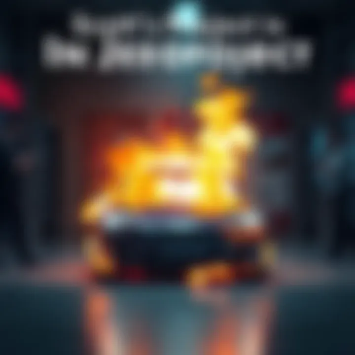 Scott's Project in Jeopardy A striking visual representing the tension between Scott's Project and the recent Tesla incidents, featuring a blurred Tesla vehicle in flames with a backdrop of worried investors analyzing charts.