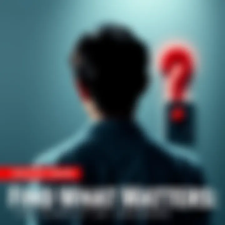 A person looking at a question mark on a wall, symbolizing the quest for clarity and understanding in life.