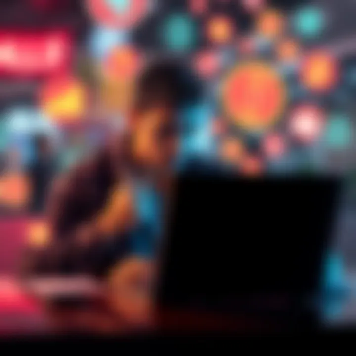 A person comparing prices on a laptop while looking frustrated, surrounded by digital asset icons.