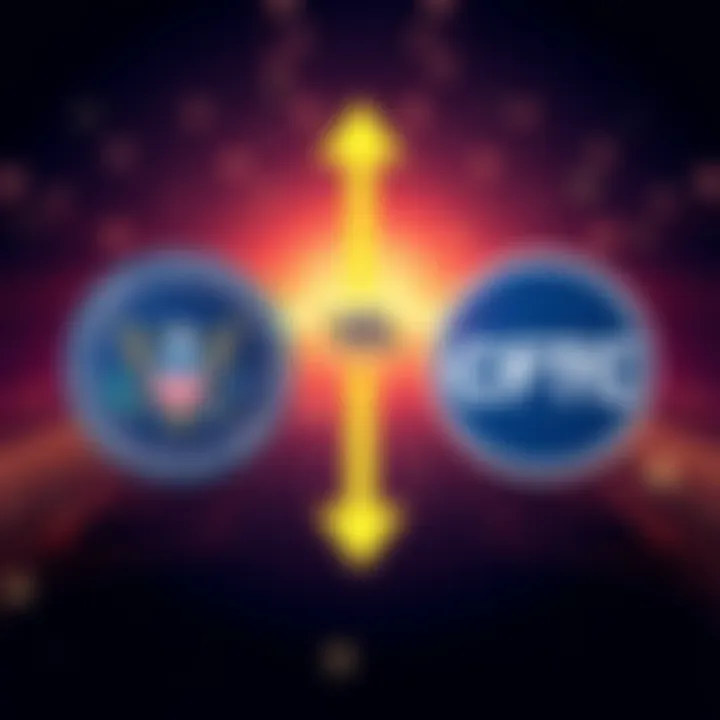 SEC and CFTC Coordination Illustration showing SEC and CFTC logos with arrows indicating coordination, symbolizing regulatory challenges in crypto