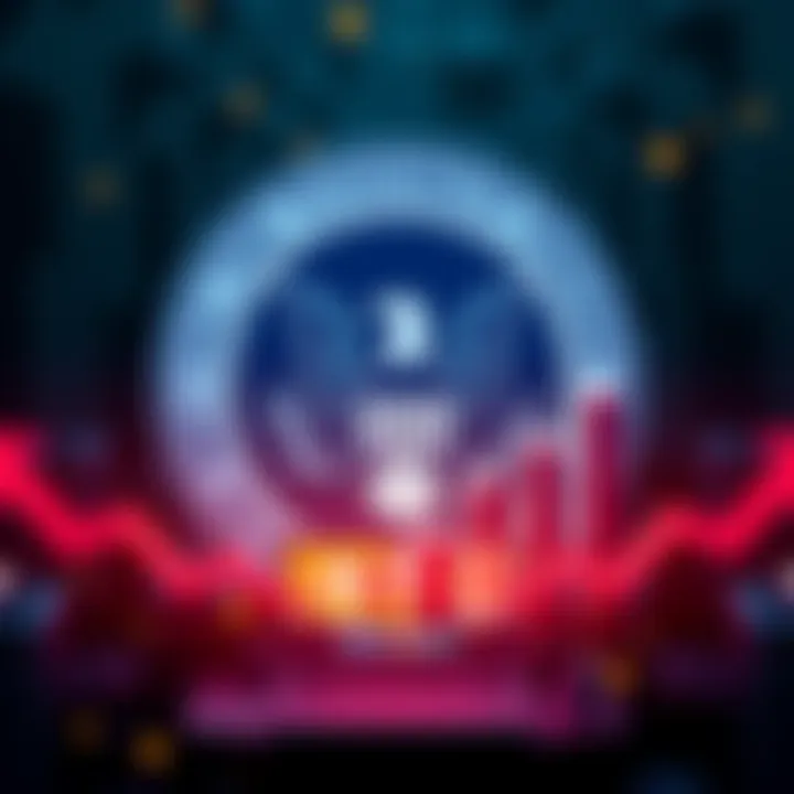 Graphic showing SEC logo with cryptocurrency symbols and growth arrows