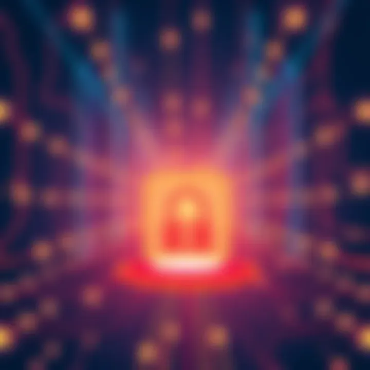 An illustration showing a secure digital connection between institutions and FireblocksHQ, emphasizing safe management of HBAR and HTS tokens.