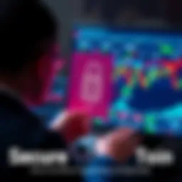 Secure Bitcoin Tips A person securing their Bitcoin assets with a lock symbol and a computer screen showing a cryptocurrency exchange
