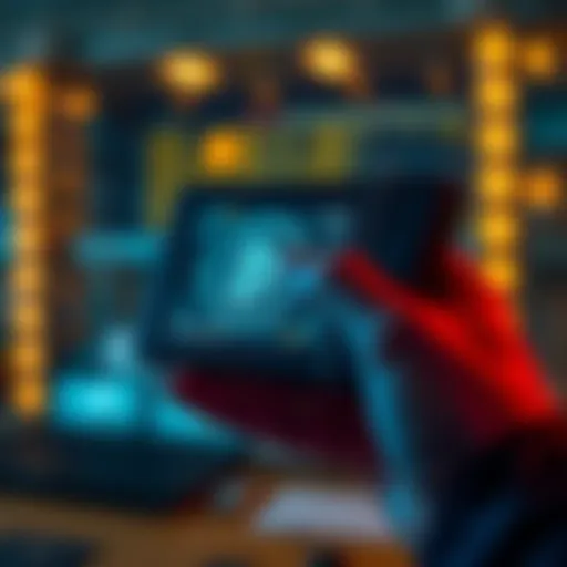 A person holding a cold wallet device with a digital currency symbol on the screen, representing crypto security