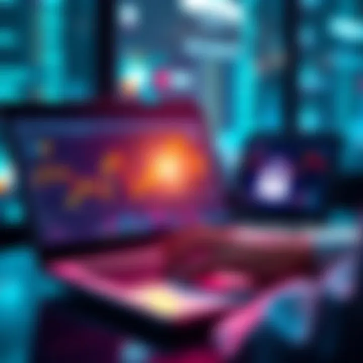 A person using a laptop to trade cryptocurrency with a padlock symbol representing security