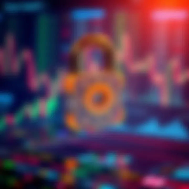 A digital padlock symbol over a cryptocurrency exchange platform, representing security in trading.