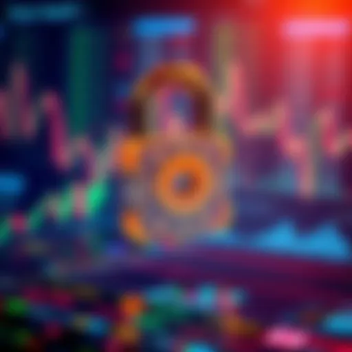 Secure Cryptocurrency Exchange A digital padlock symbol over a cryptocurrency exchange platform, representing security in trading.