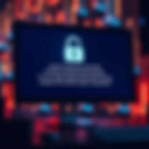 A computer screen showing a message about providing Social Security Number for secure cryptocurrency transactions, with a padlock icon in the background.