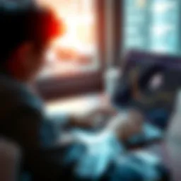 A person using a laptop to explore web wallet options for Monero cryptocurrency, with a focus on security and simplicity.