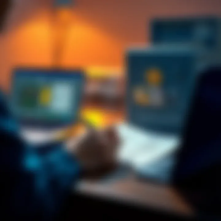 A person writing down cryptocurrency seed phrases on paper while sitting at a desk with a laptop and safety deposit box in the background.