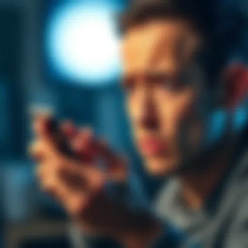 A person looking at a Facebook post showing a seed phrase related to a cryptocurrency wallet, with a concerned expression on their face.