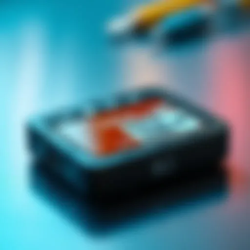 Close-up of a Seedsigner device with a card reader, showcasing its design and features. The device displays QR code and memory components.