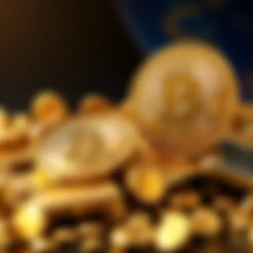A visual representation of gold coins being exchanged for Bitcoin, illustrating the investment shift.