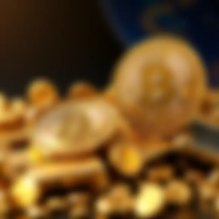 A visual representation of gold coins being exchanged for Bitcoin, illustrating the investment shift.