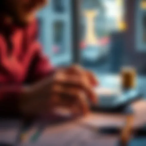 A person calculating when to sell assets with a calculator and tax forms in front of them