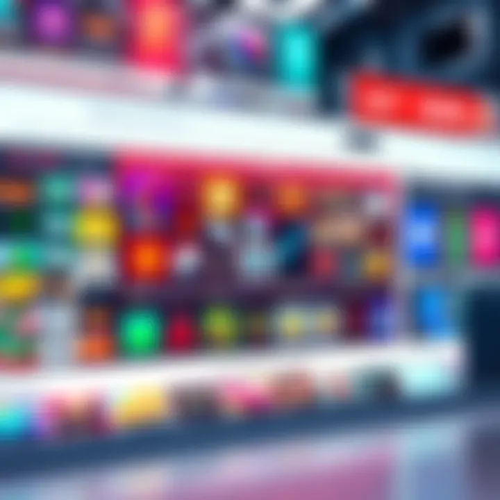 Selling NFTs on Marketplaces A digital art display showing various NFTs for sale on a marketplace website, highlighting vibrant colors and digital artwork, with a focus on user-friendly features for sellers.