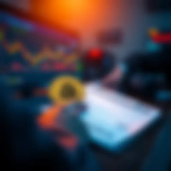 A person selling Bitcoin on a digital platform with charts and tax documents in view