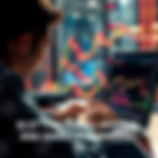 A person looking at Bitcoin charts on a laptop, contemplating selling their crypto investments for stocks.