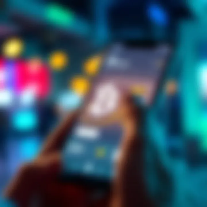 A person using a smartphone to sell Bitcoin through a finance app with a wallet graphic on the screen