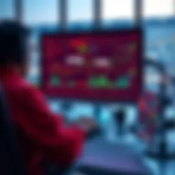 A person sitting at a desk, looking at a laptop screen displaying finance charts with focus on STW and IVV ETFs, while ignoring IAA