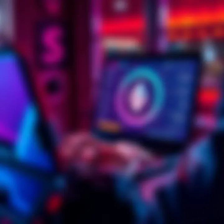 A person using a laptop to sell Monero with security features on the screen