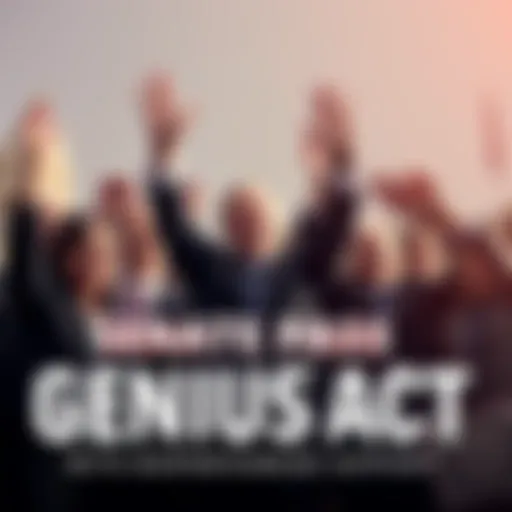 Senators celebrating the passage of the GENIUS ACT with bipartisan support