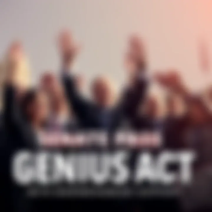 Senators celebrating the passage of the GENIUS ACT with bipartisan support