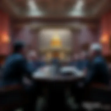 Members of the Senate Banking Committee reviewing a bill on cryptocurrency regulations