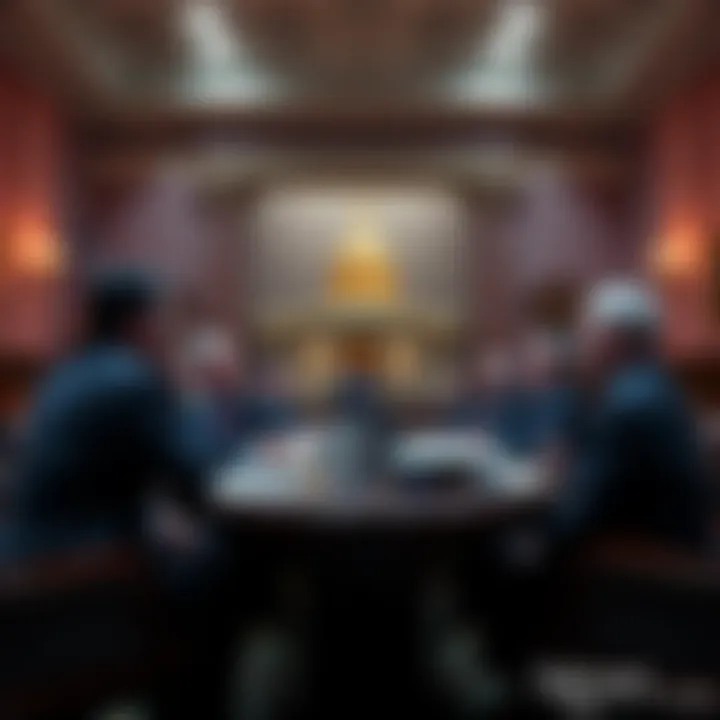 Members of the Senate Banking Committee reviewing a bill on cryptocurrency regulations