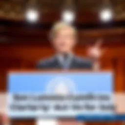 Senator Lummis speaks at a podium about the Clarity Act vote