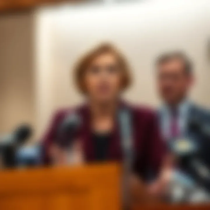 Senator Warren expresses concerns about Elon Musk's involvement in payment app legislation during a press conference.