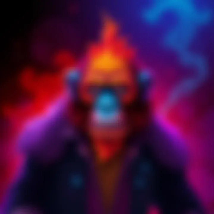 A digital illustration of Seth Green's Board Ape NFT with a striking background, showing its vibrant colors and unique features.