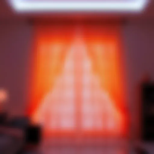 A $695 custom light designed by Sev, resembling a stylish curtain with a modern design, displayed in a bright room