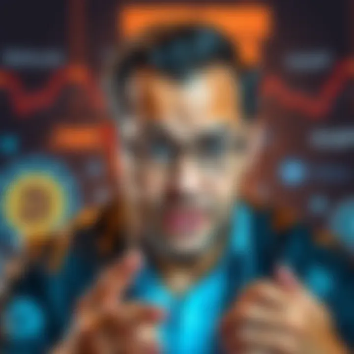 Shai Wyborski talking about Kaspa with a concerned expression, surrounded by graphics representing blockchain technology