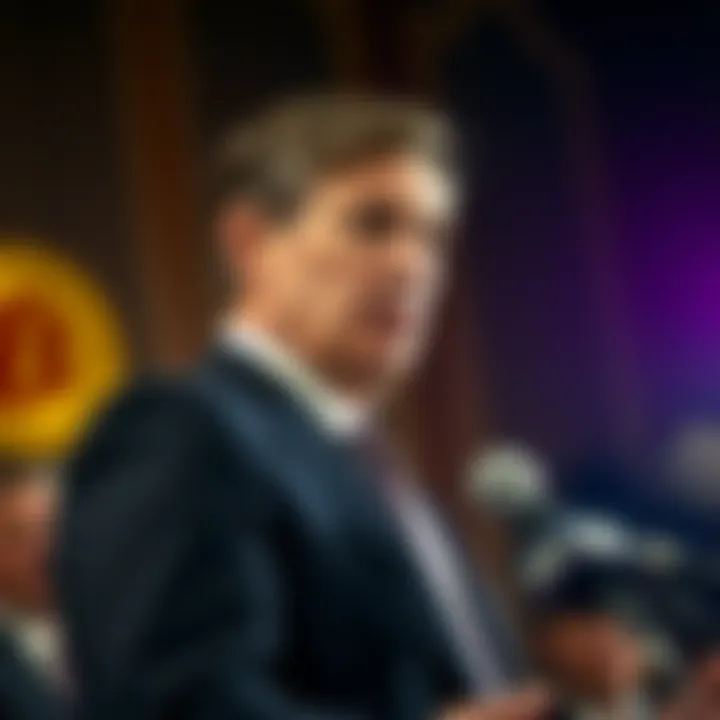 Sen. Sherrod Brown addressing media about the Bitcoin Reserve plan and its implications