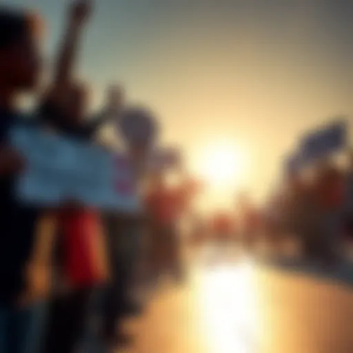 A diverse group of SHIB supporters holding signs with positive messages, celebrating their unity and promoting a positive message in the face of criticism.