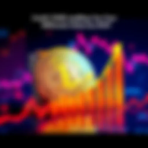 A representation of SHIB cryptocurrency with a rising graph indicating potential financial growth by 2030