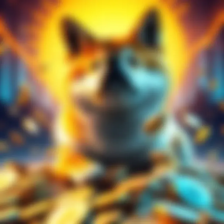 A Shiba Inu dog surrounded by coins, highlighting the potential growth of the cryptocurrency.