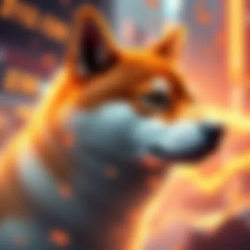 A visual representation of Shiba Inu Coin's price surge with a graphic showing increasing cryptocurrency trends and community engagement.