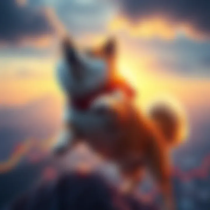 Visual representation of Shiba Inu Coin on the rise with a dynamic graph