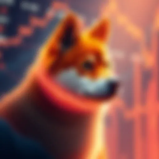 Chart showing potential rise in Shiba Inu value, indicating a significant price increase forecast, with upward trends and graphs.