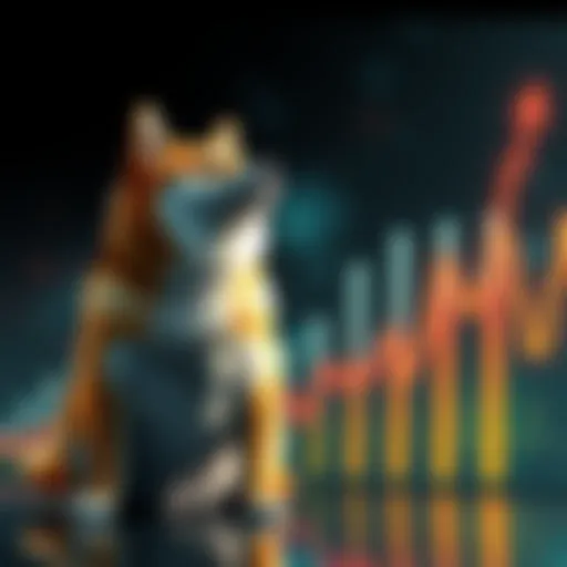 A Shiba Inu dog sits beside an upward trending price graph, symbolizing potential growth in cryptocurrency value.