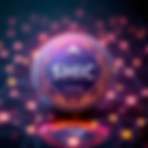 Shiba Coin logo displayed on a digital background depicting blockchain network connections