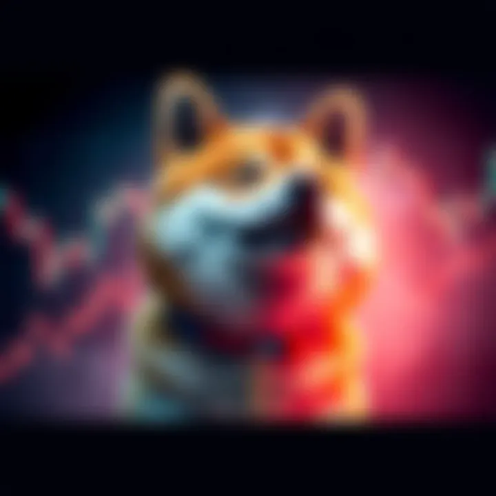 Shiba Inu Cryptocurrency A Shiba Inu dog symbolizing cryptocurrency, with a graph showing rising prices in the background, indicating confidence in future growth.
