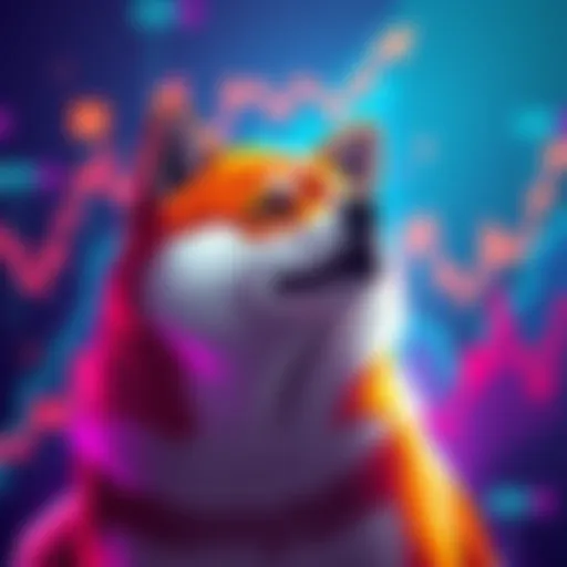 A vibrant Shiba Inu dog with a background of rising cryptocurrency graphs, symbolizing price predictions and market trends.