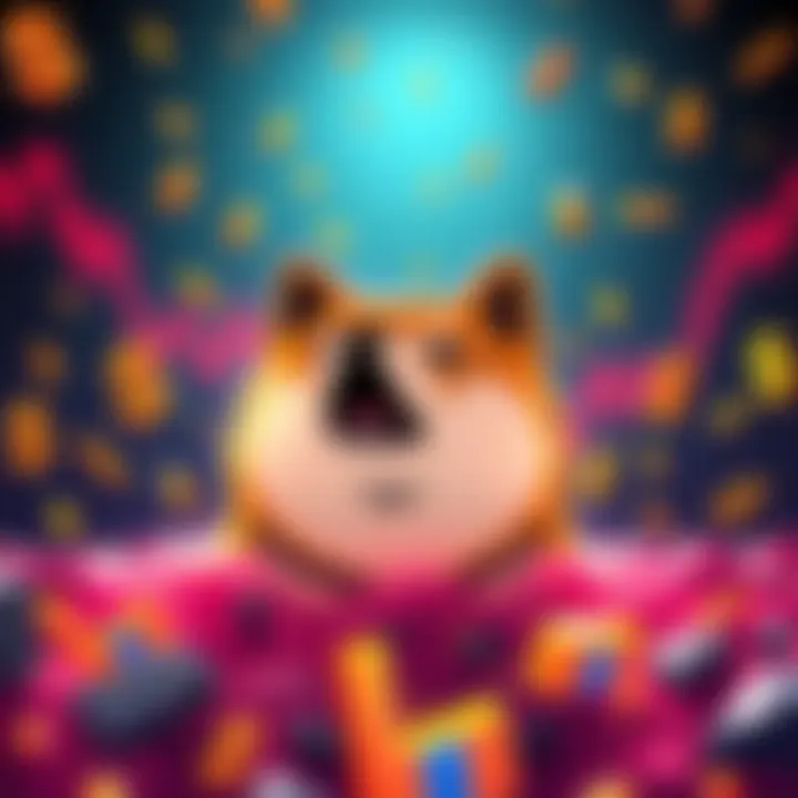 Dramatic Shiba Inu Downtrend A visual representation of the Shiba Inu cryptocurrency experiencing a sharp decline, featuring a stylized dog icon sinking amidst falling charts and dollar signs.