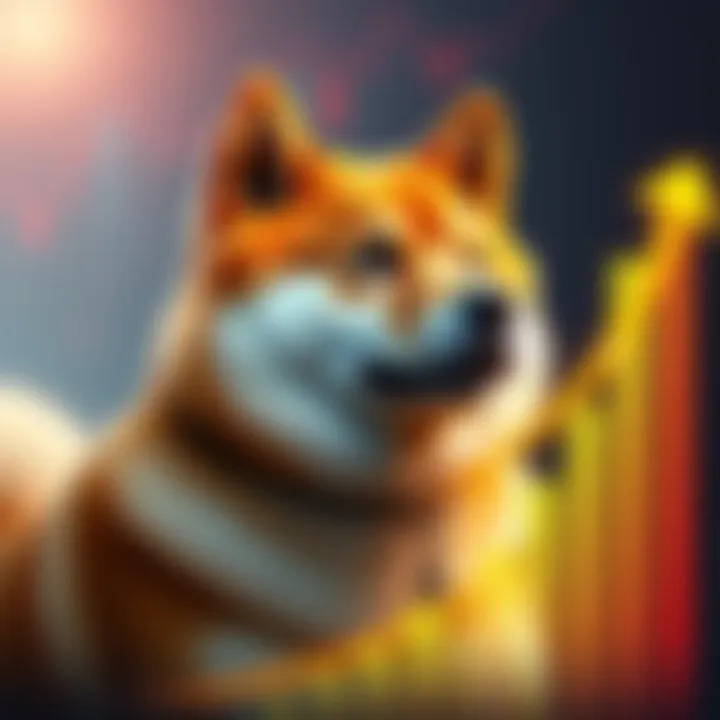 A Shiba Inu dog with a graph showing an upward trend, symbolizing potential growth in cryptocurrency value