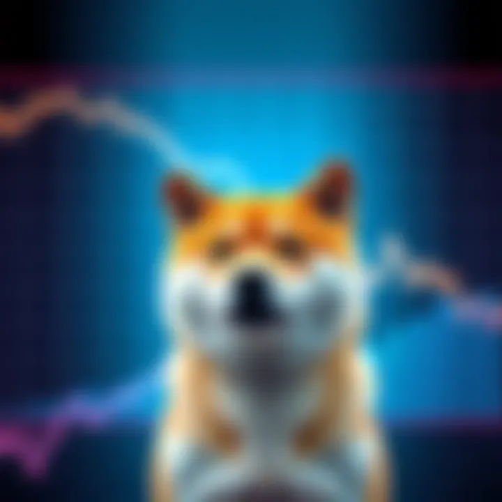 Shiba Inu Cryptocurrency Trend A Shiba Inu dog in front of a downward trending graph representing market decline as billions of SHIB tokens are transferred.