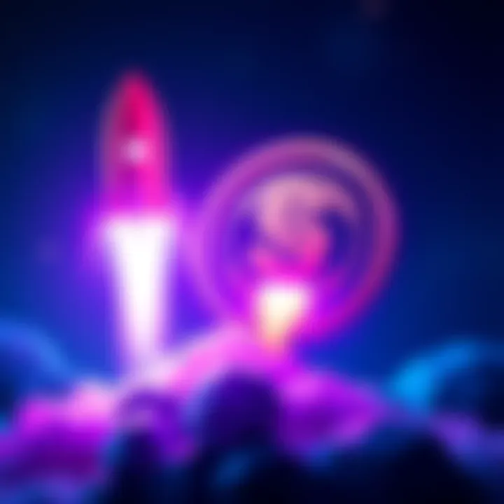 A bright Shibacoin logo next to a rocket symbolizing growth and investment.